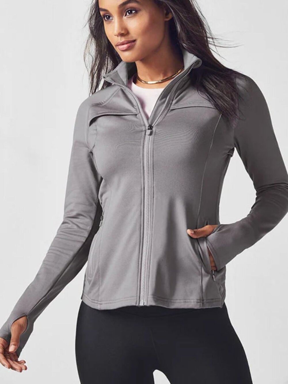 Fabletics Kimmy Performance Jacket in Storm Gray M